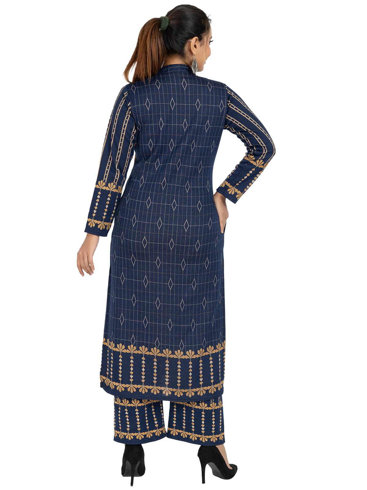 Classic Navy Kurta Plazzo with Dupatta Set