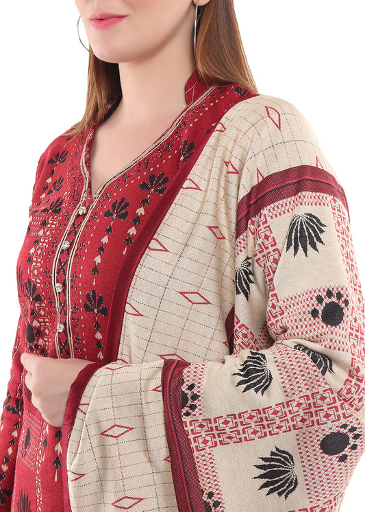 Festive Maroon Kurta Plazzo with Dupatta Set