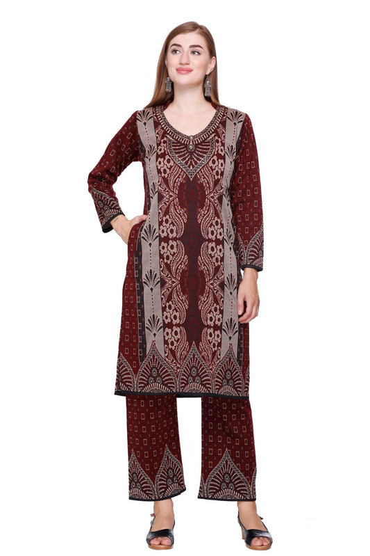 Kurta Plazzo Set – Burgundy