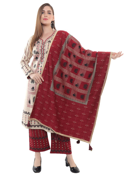 Chic Beige Kurta Plazzo with Dupatta Set