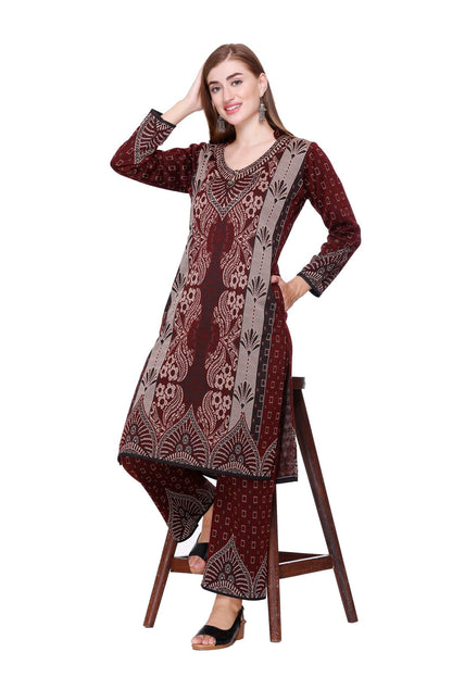 Kurta Plazzo Set – Burgundy