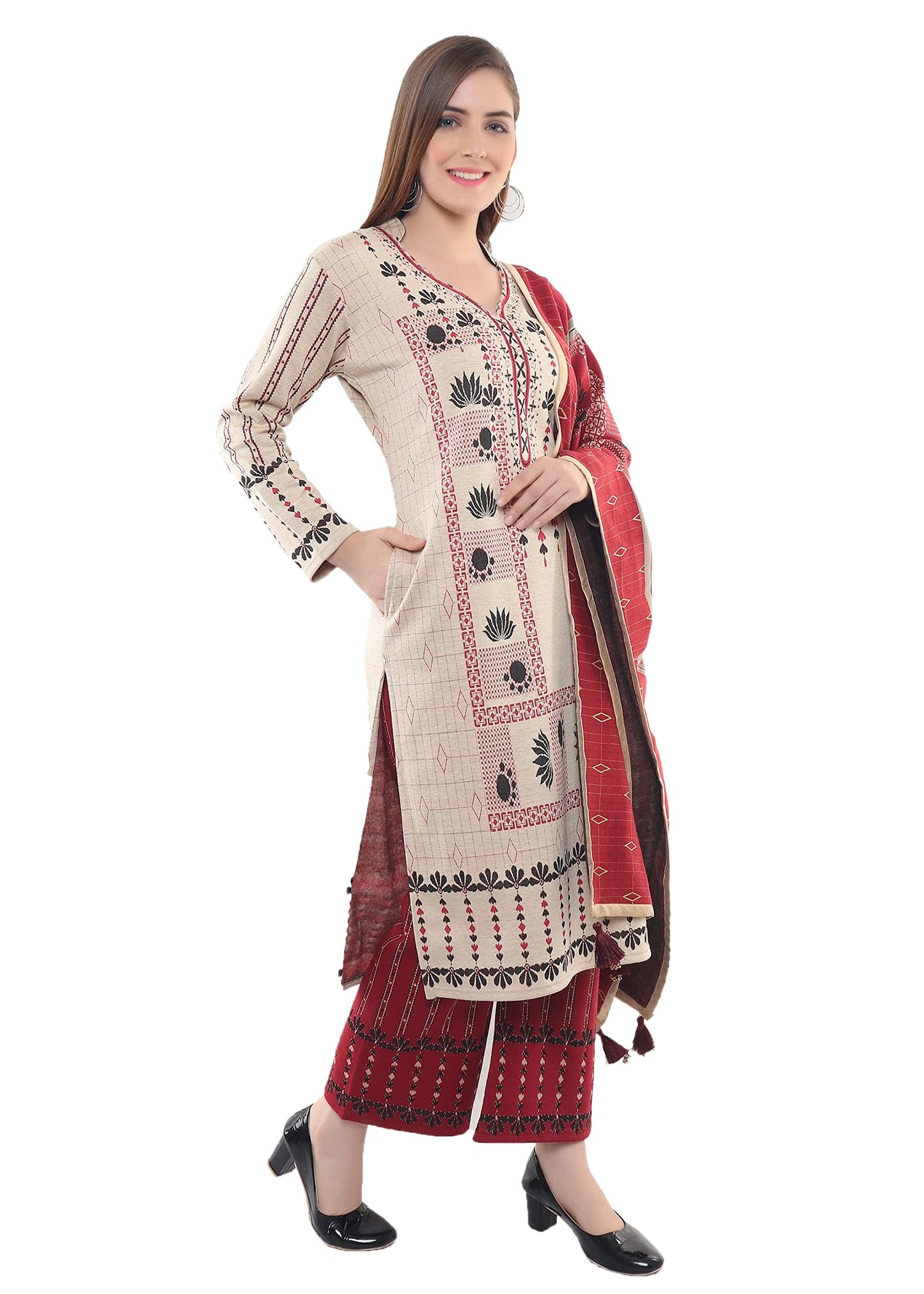 Chic Beige Kurta Plazzo with Dupatta Set