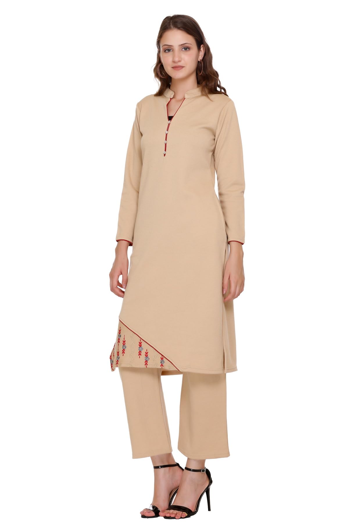 Stylish Buff Kurta Plazzo with Dupatta Set