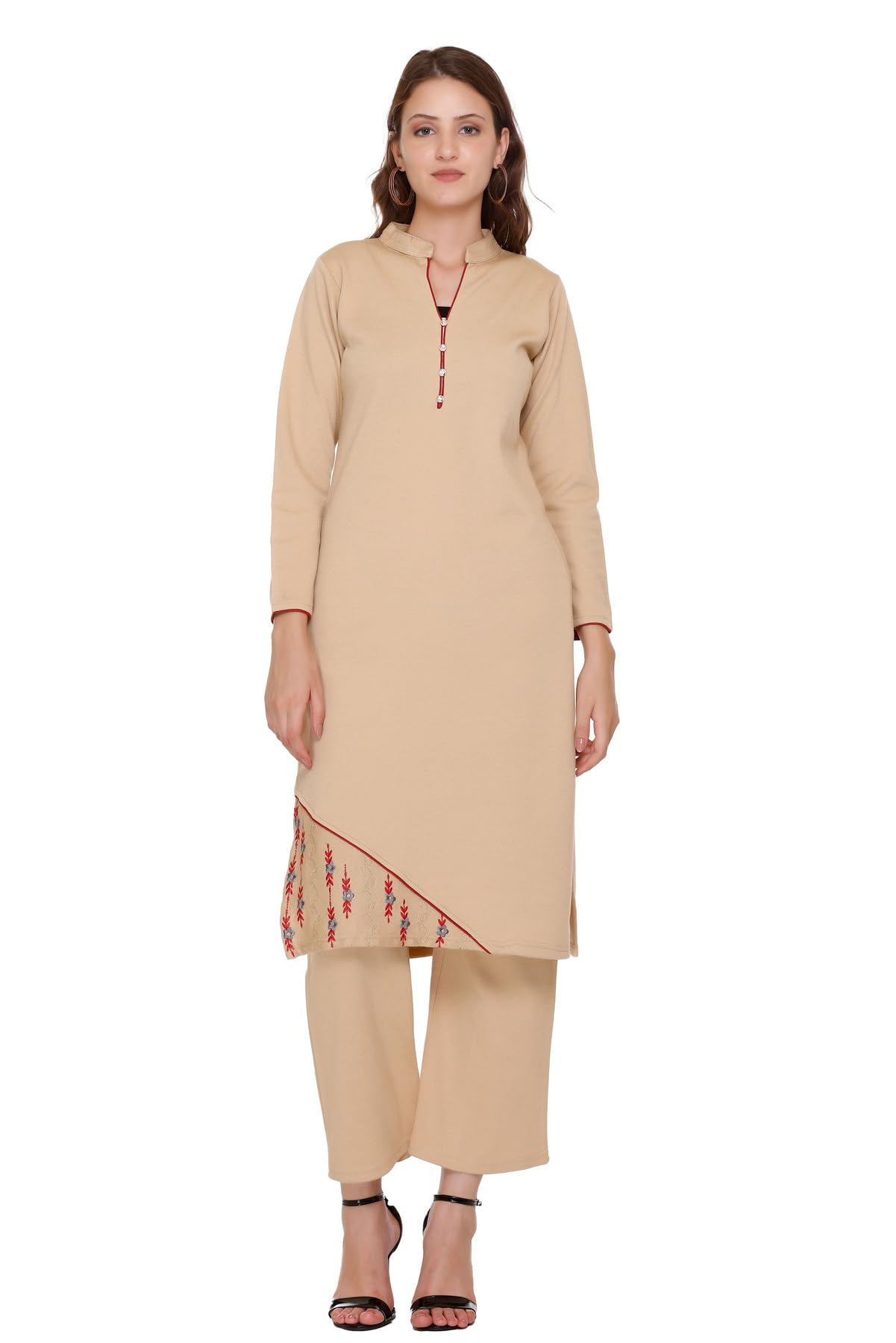 Stylish Buff Kurta Plazzo with Dupatta Set