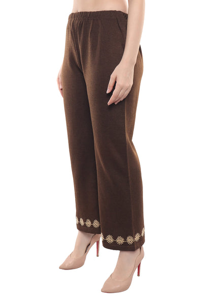Ecru Embroidered Woollen Kurta Palazzo Set