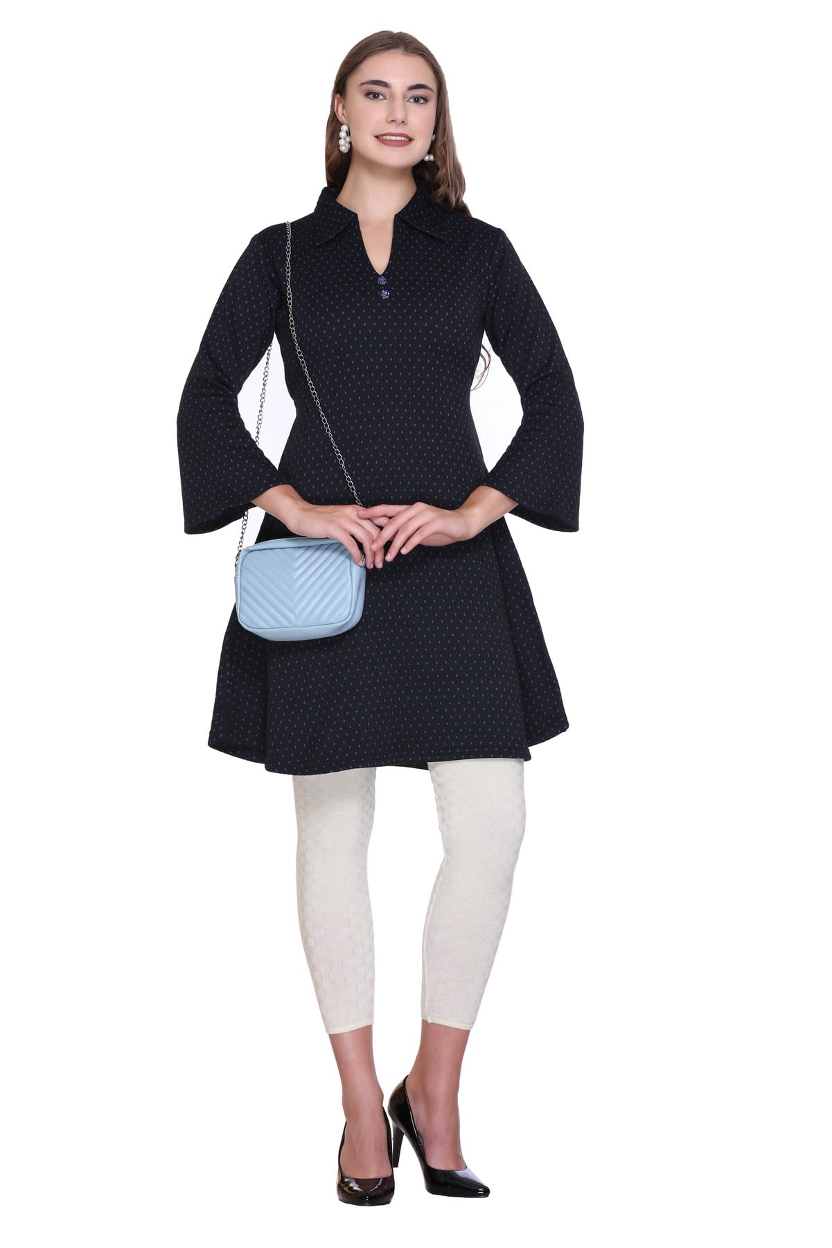 Winter Bell Sleeve Frock Kurti for Women