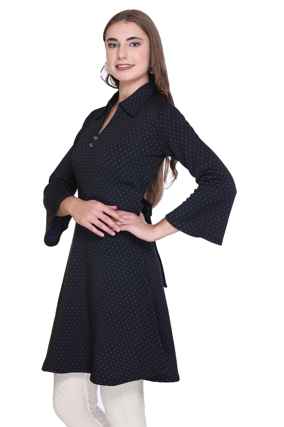 Winter Bell Sleeve Frock Kurti for Women