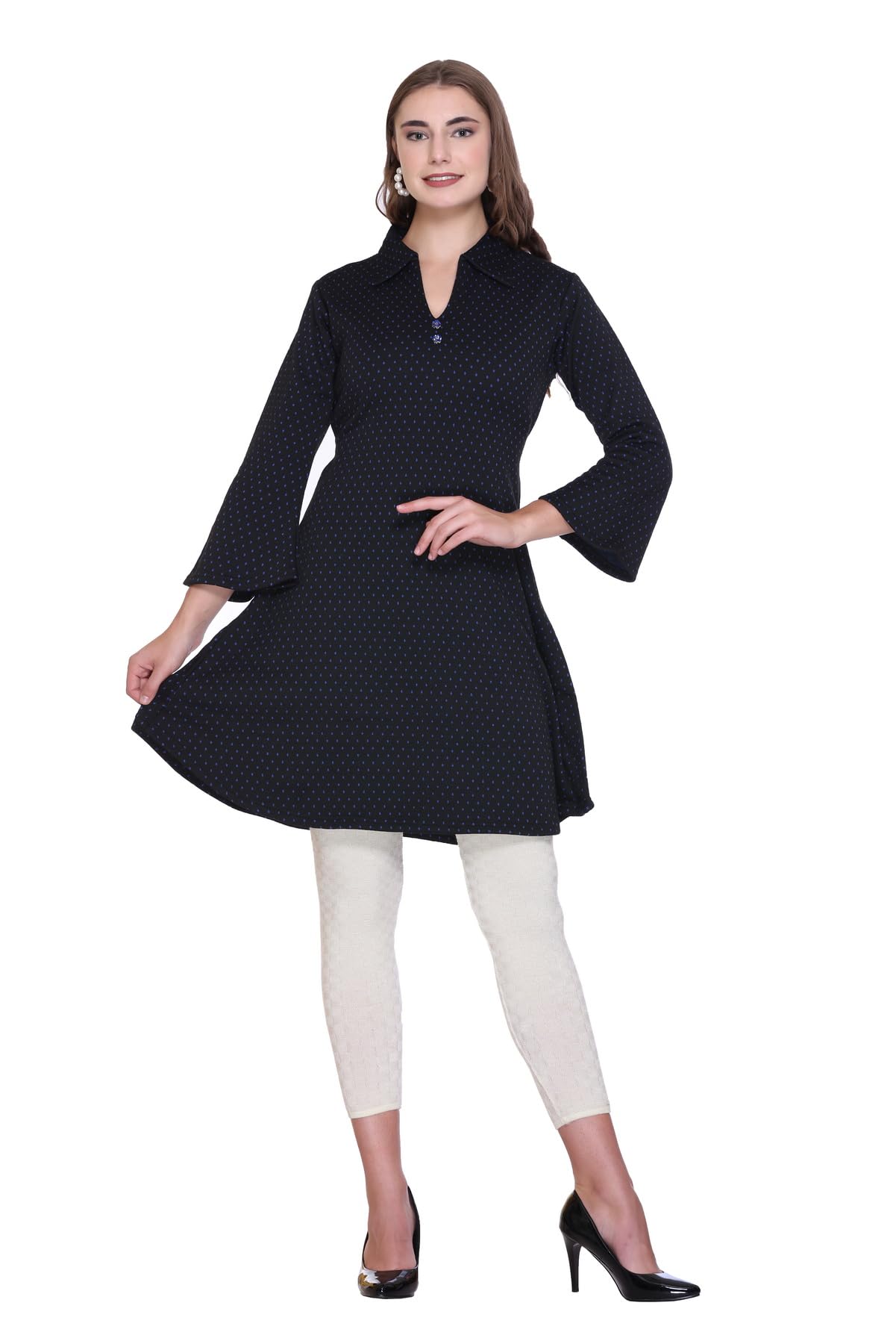Winter Bell Sleeve Frock Kurti for Women