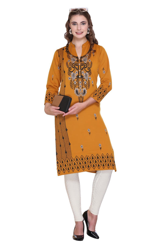 Marigold Jacquard Woollen Straight Fit Kurta