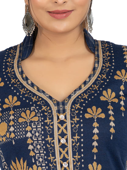 Classic Navy Kurta Plazzo with Dupatta Set
