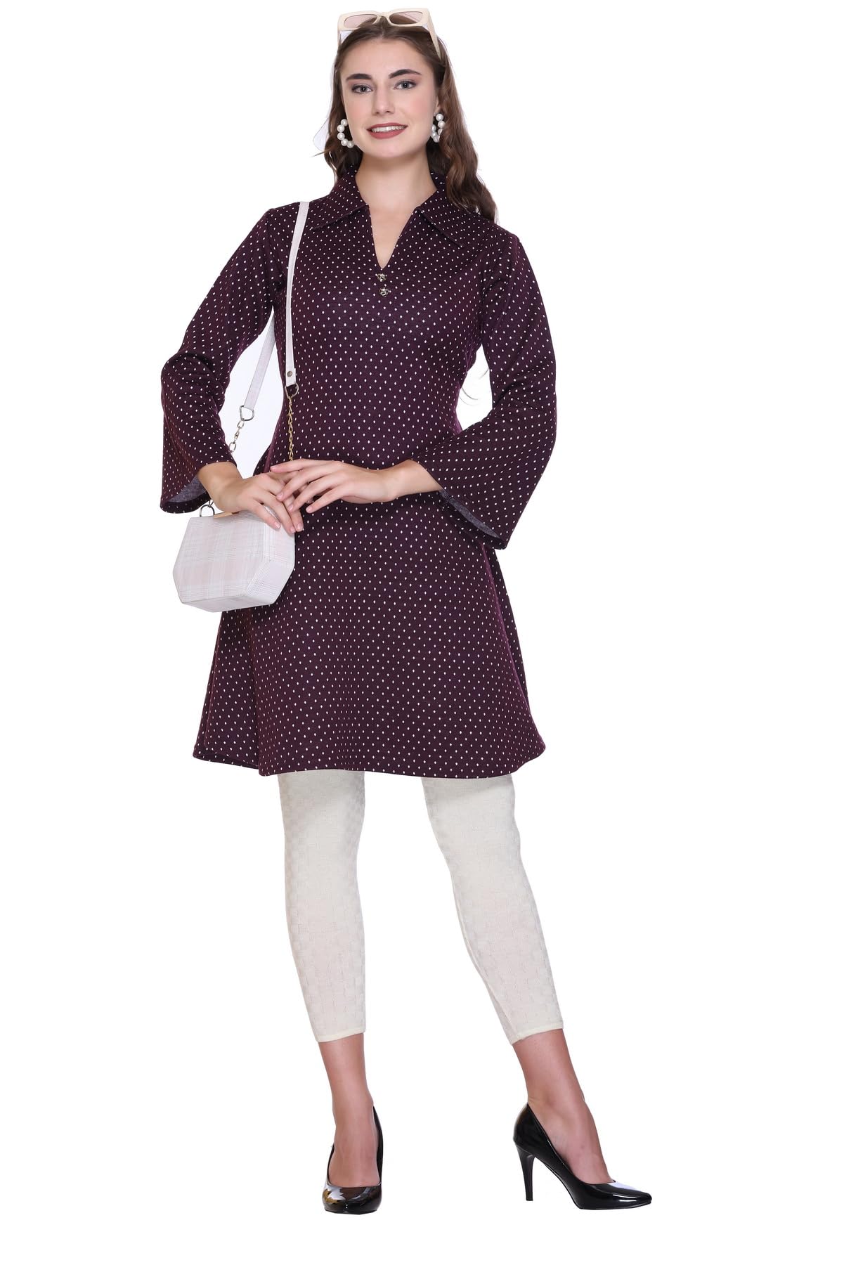 Winter Bell Sleeve Frock Kurti for Women