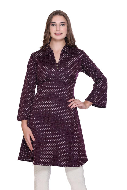 Winter Bell Sleeve Frock Kurti for Women