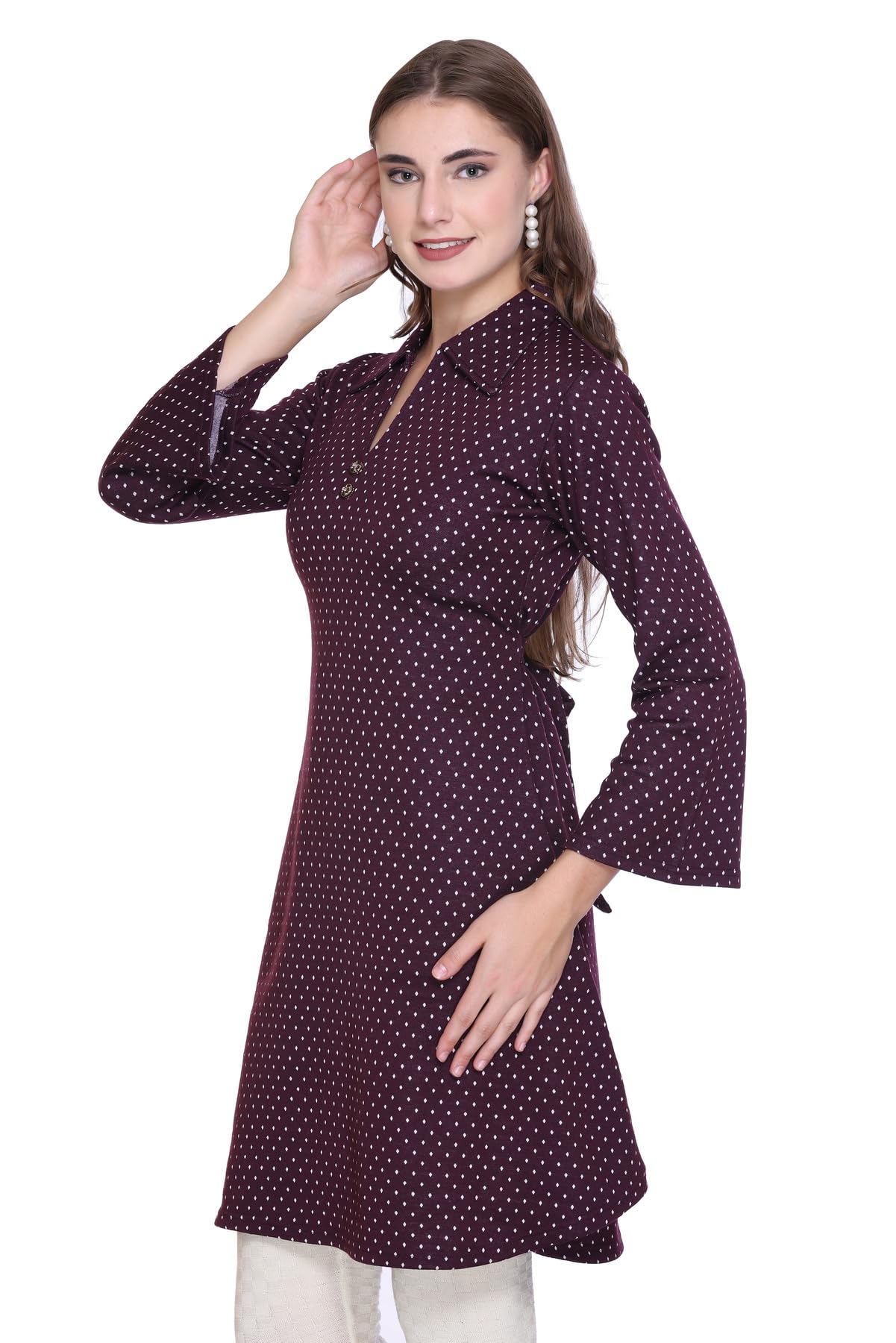 Winter Bell Sleeve Frock Kurti for Women