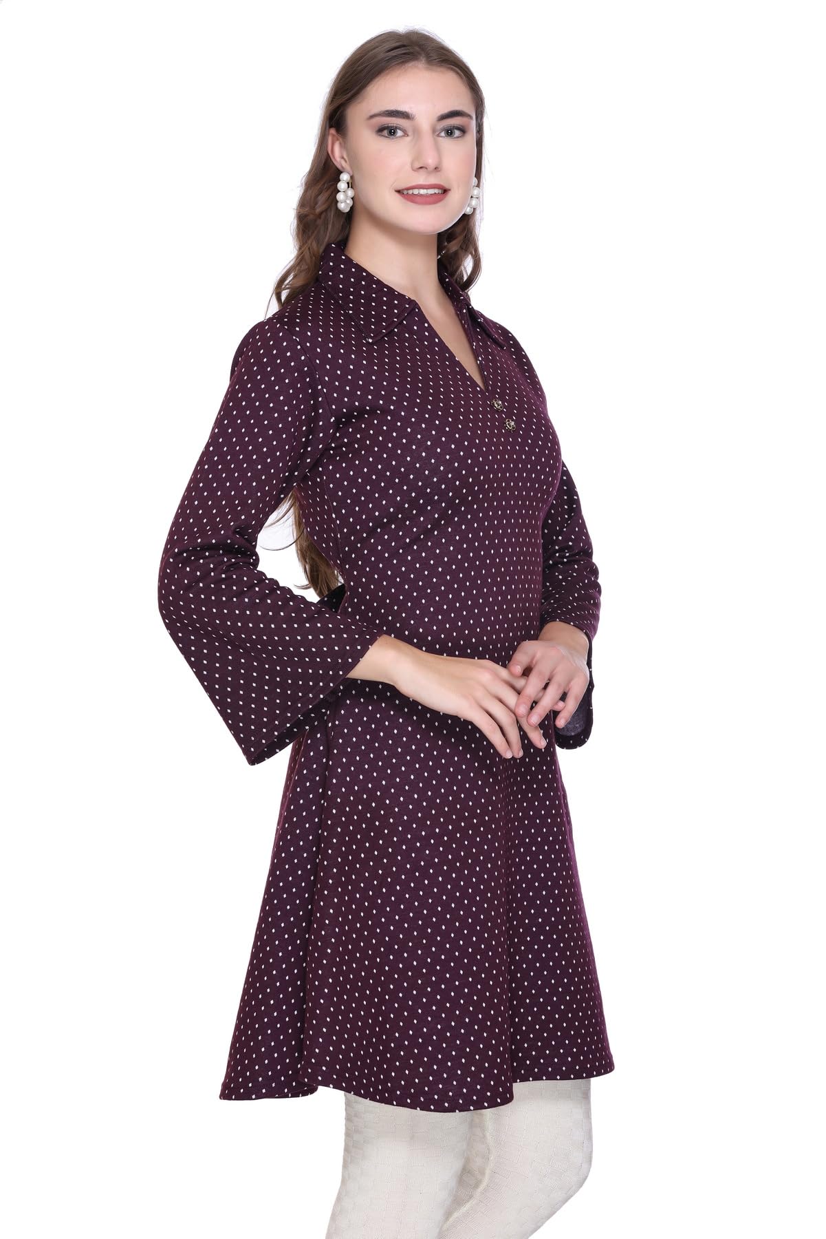 Winter Bell Sleeve Frock Kurti for Women