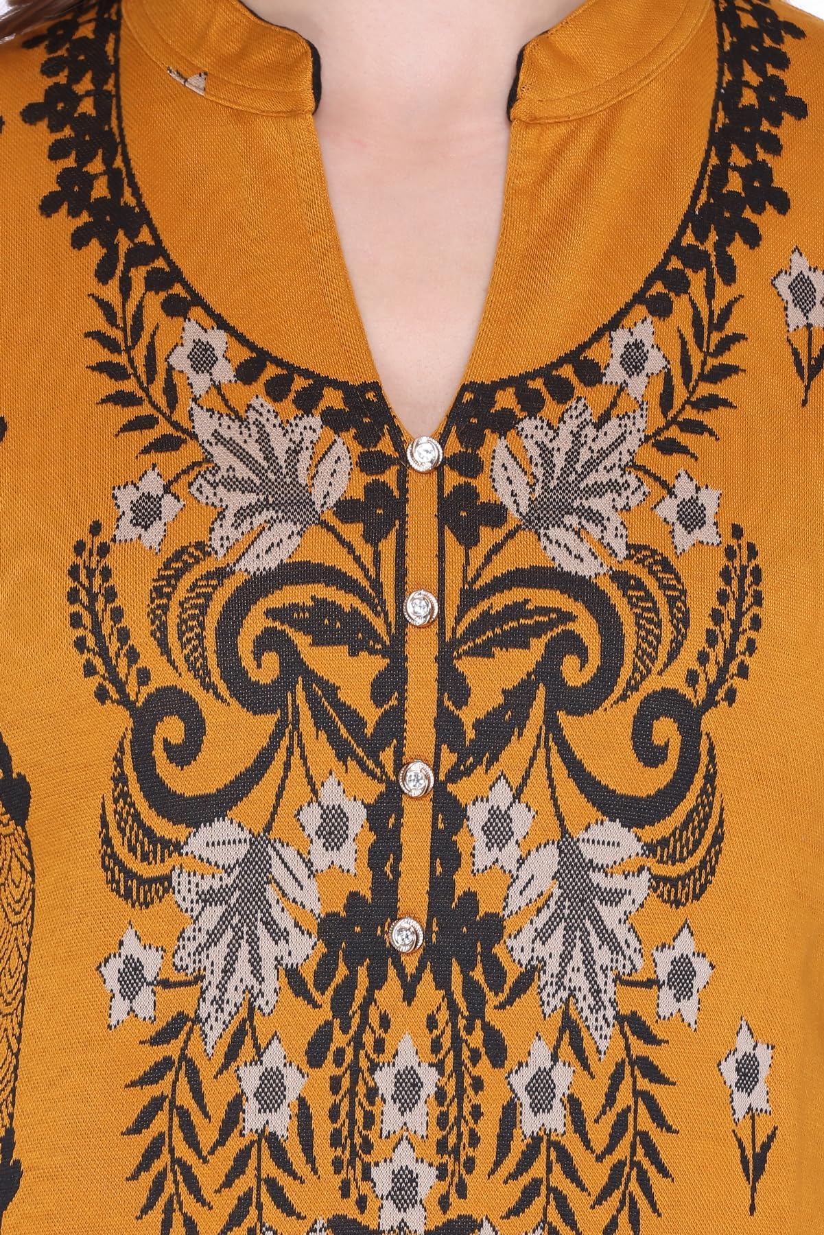Marigold Jacquard Woolen Straight Fit Kurta