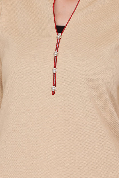 Stylish Buff Kurta Plazzo with Dupatta Set